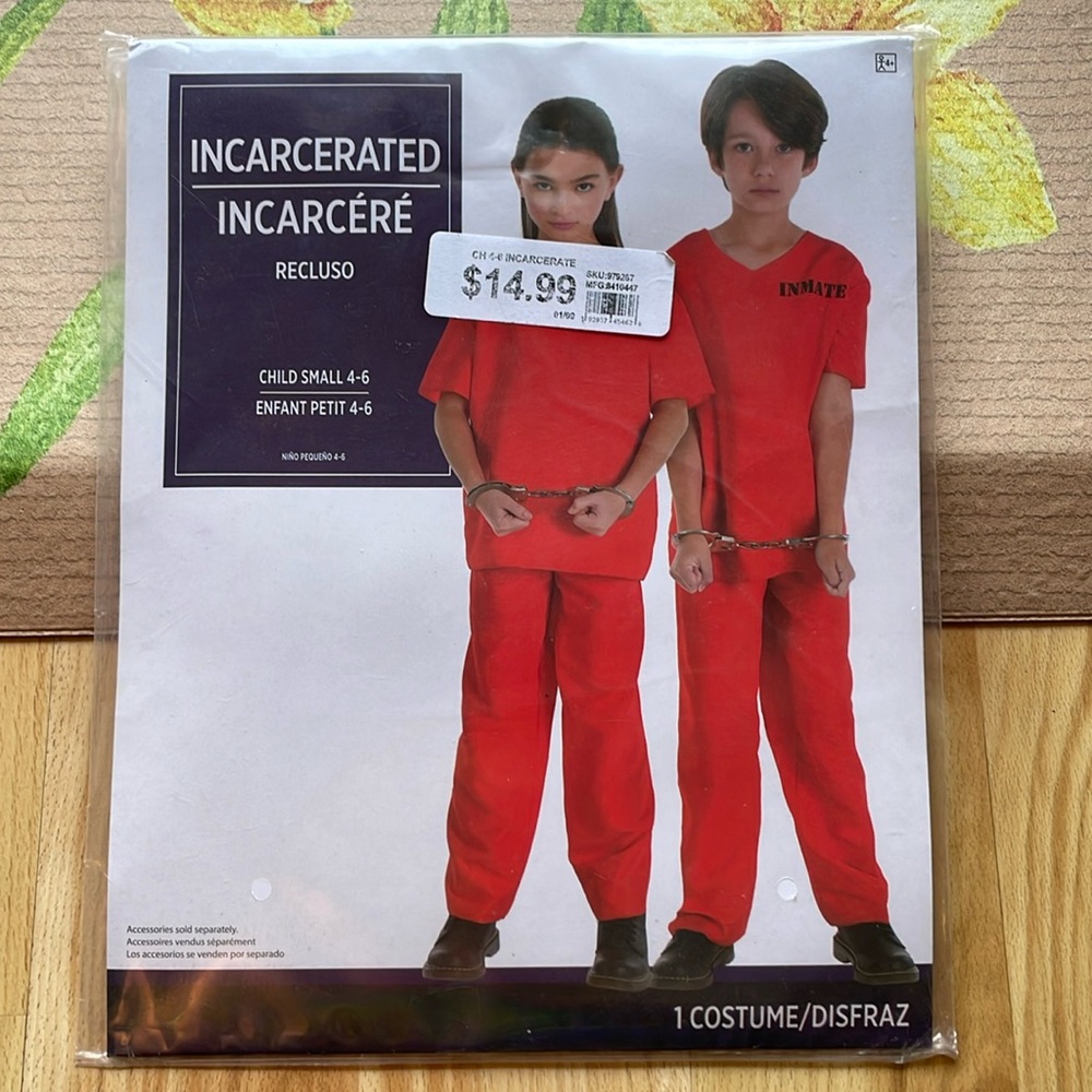 🚔INCARCERATED🚔 Halloween costume for kids (size Child Small) >> 2pc set NWT/NIP